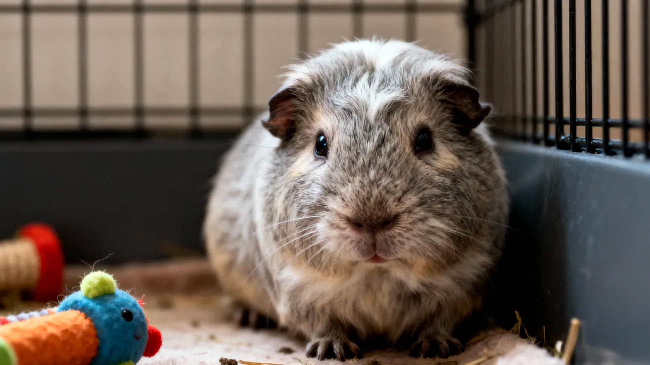 Ältere Meerschweinchen verlieren oft das Interesse an aktiven Spielen und Beschäftigungen, was zu Bewegungsmangel, sozialer Isolation und geistiger Unterforderung führen kann, wodurch ihre Lebensqualität und körperliche Gesundheit beeinträchtigt wird"